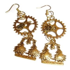 Steampunk Merry Christmas Earrings
